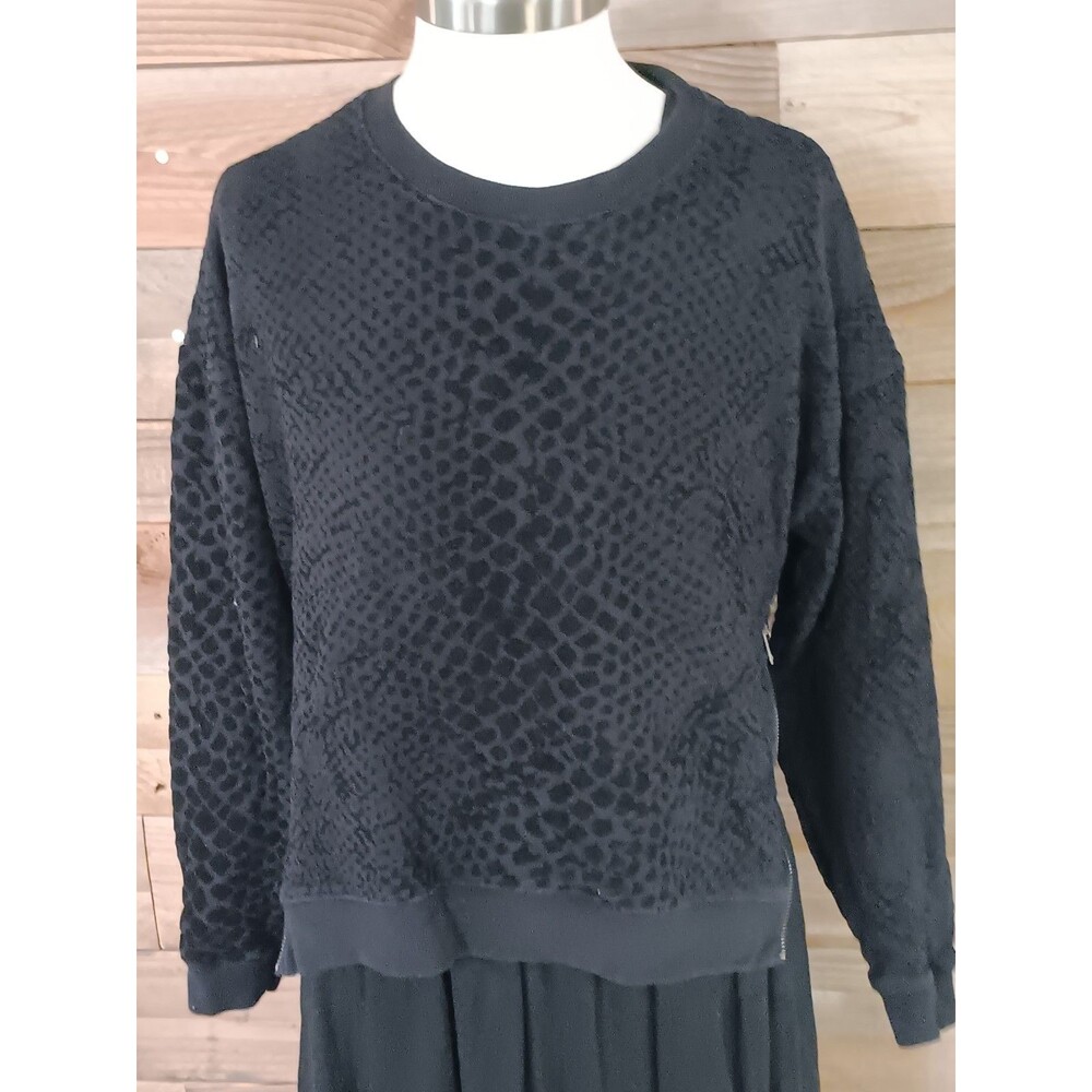 Rails Marlo Black Flocked Cobra Print Sweatshirt Wmn's Sz. Sm. Side Zips Cotton